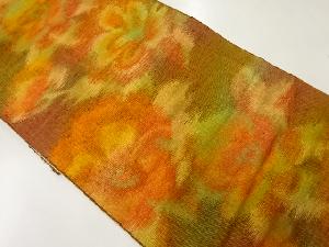 リサイクル　手織り紬花模様織出し名古屋帯